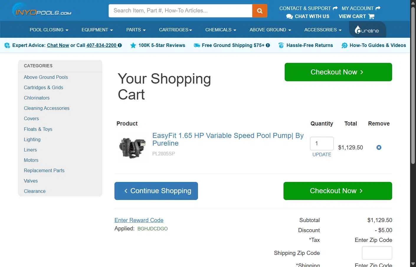 INYOpools checkout page showing INYOpools discount code box | Screenshot taken by SimplyCodes community member on Jan 2, 2026