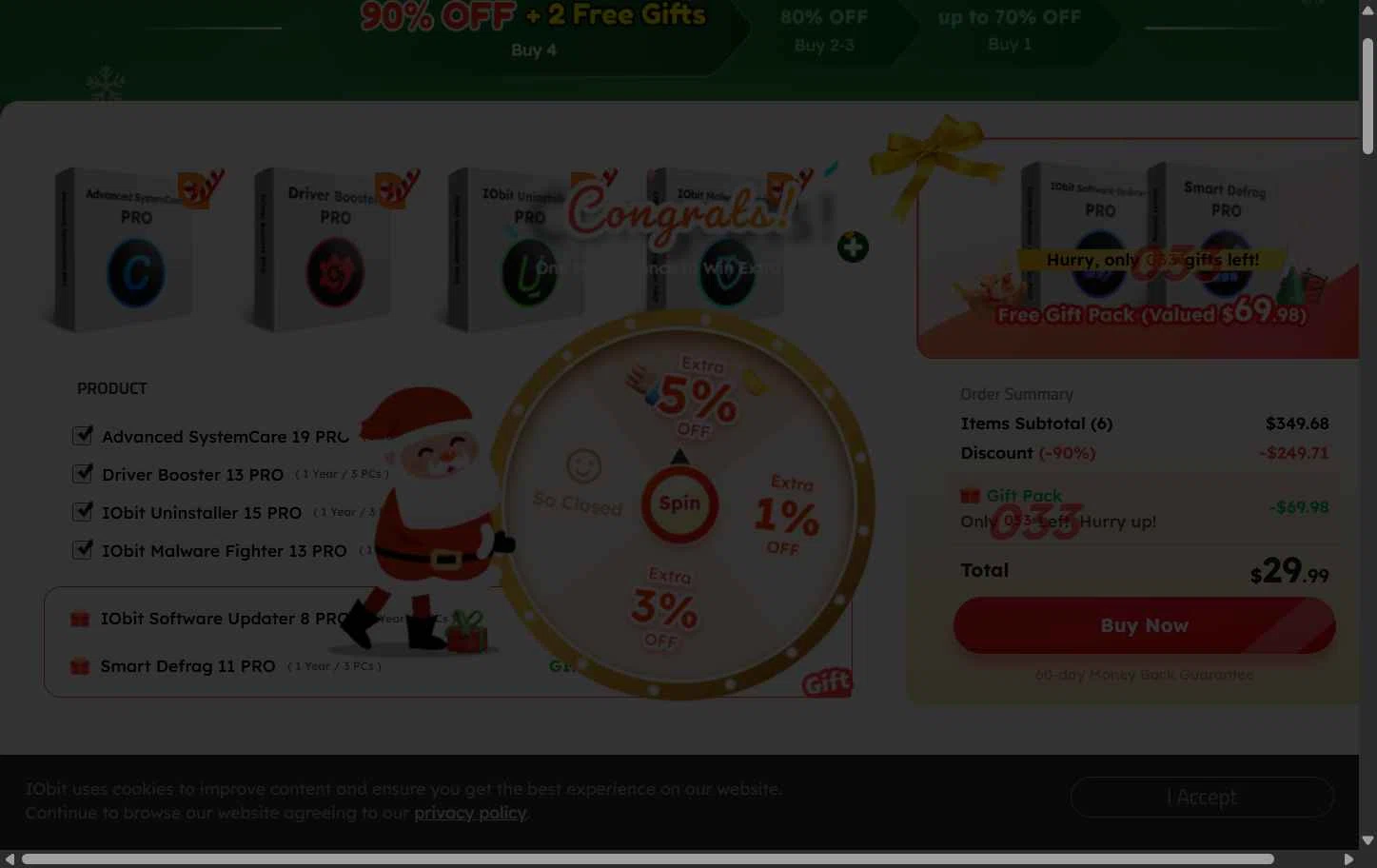 IObit checkout page showing IObit coupon code box | Screenshot taken by SimplyCodes community member on Dec 25, 2025