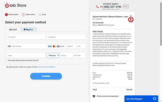 Iolo Technologies checkout page showing Iolo Technologies promo code box | Screenshot taken by SimplyCodes community member on Jul 29, 2025