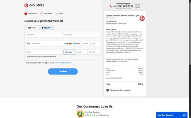 Iolo Technologies checkout page showing Iolo Technologies promo code box | Screenshot taken by SimplyCodes community member on Jul 29, 2025