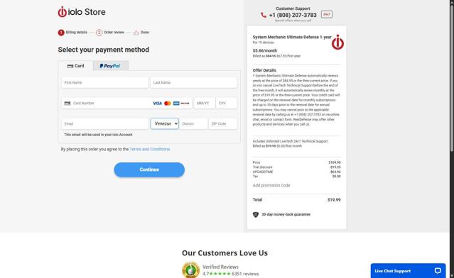 Iolo Technologies checkout page showing Iolo Technologies promo code box | Screenshot taken by SimplyCodes community member on Aug 18, 2025