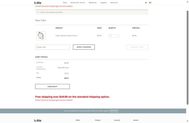 Iottie checkout page showing Iottie promo code box | Screenshot taken by SimplyCodes community member on Jul 24, 2025