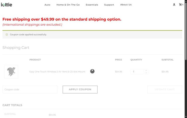 Iottie checkout page showing Iottie promo code box | Screenshot taken by SimplyCodes community member on Jul 24, 2025