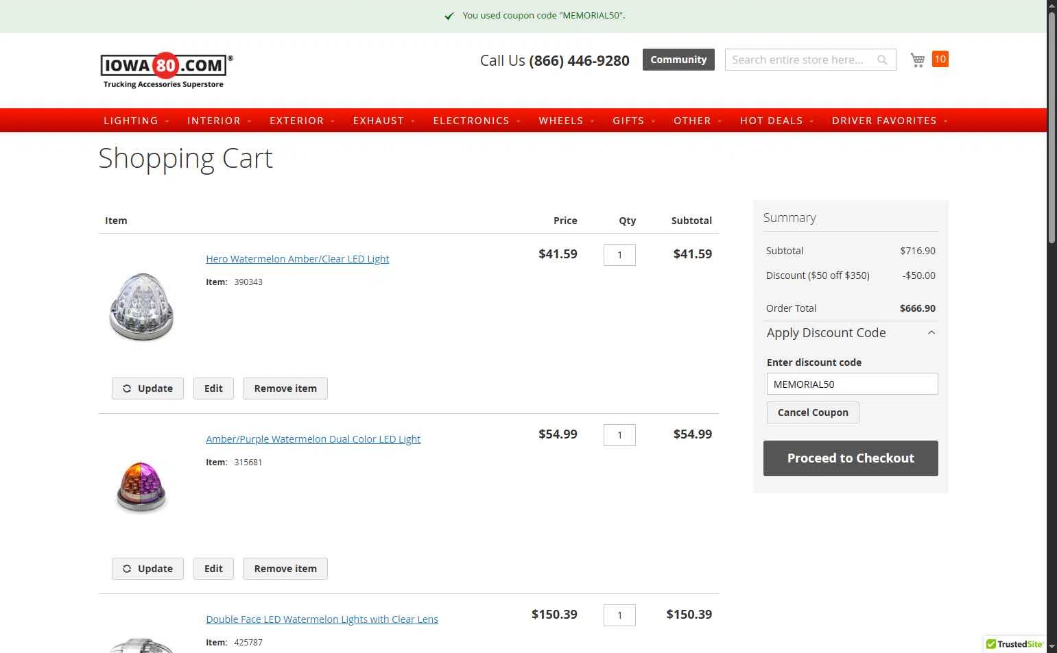Iowa80.com checkout page showing Iowa80.com discount code box | Screenshot taken by SimplyCodes community member on May 26, 2025