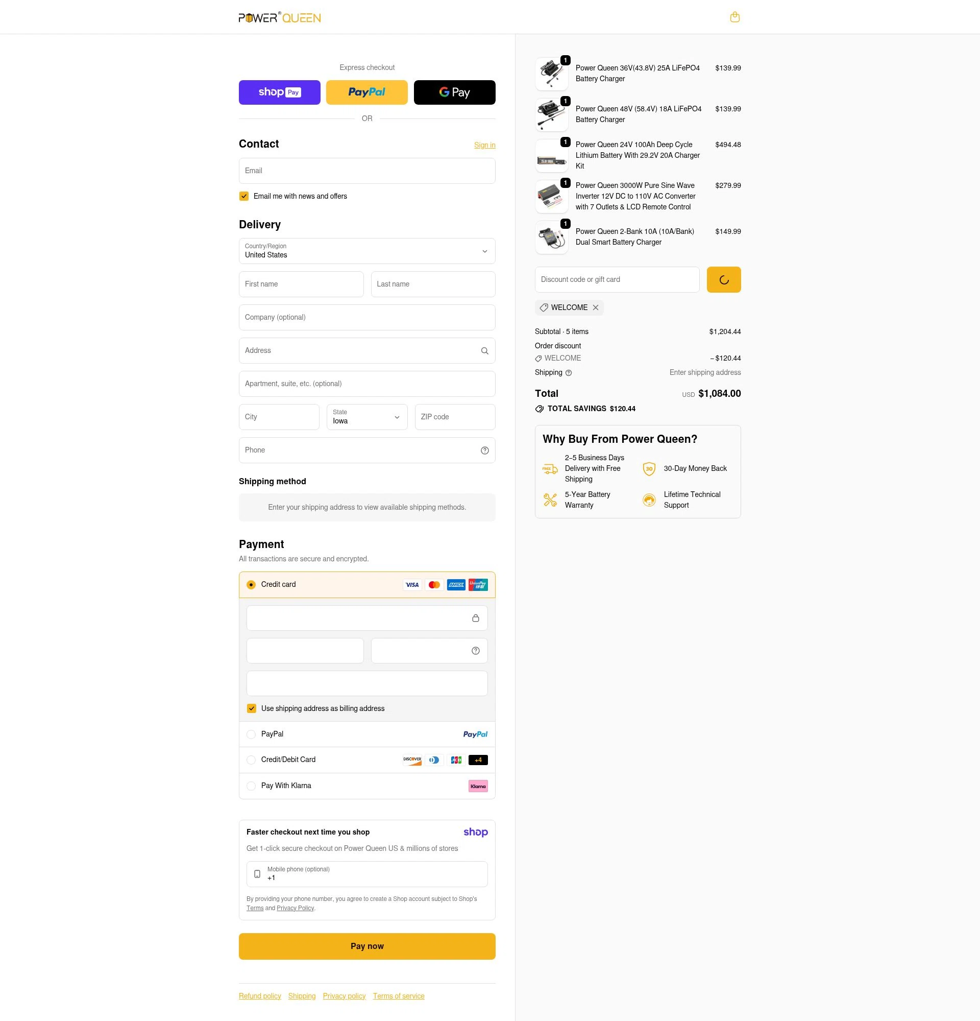 Power Queen checkout page showing Power Queen discount code box | Screenshot taken by SimplyCodes community member on Jan 11, 2026