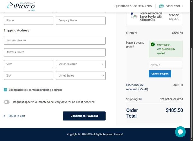 iPromo checkout page showing iPromo promo code box | Screenshot taken by SimplyCodes community member on Jun 9, 2025