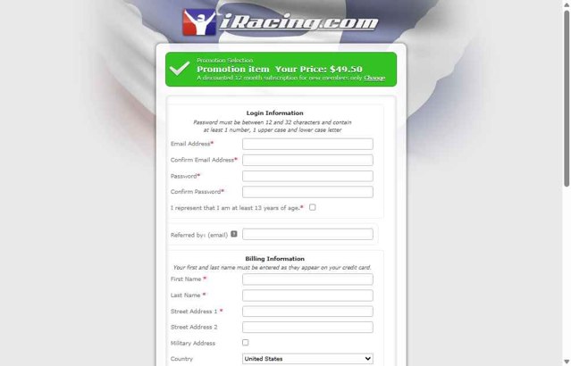 Iracing checkout page showing Iracing promo code box | Screenshot taken by SimplyCodes community member on Aug 4, 2025