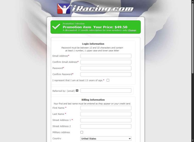 Iracing checkout page showing Iracing promo code box | Screenshot taken by SimplyCodes community member on Jul 26, 2025