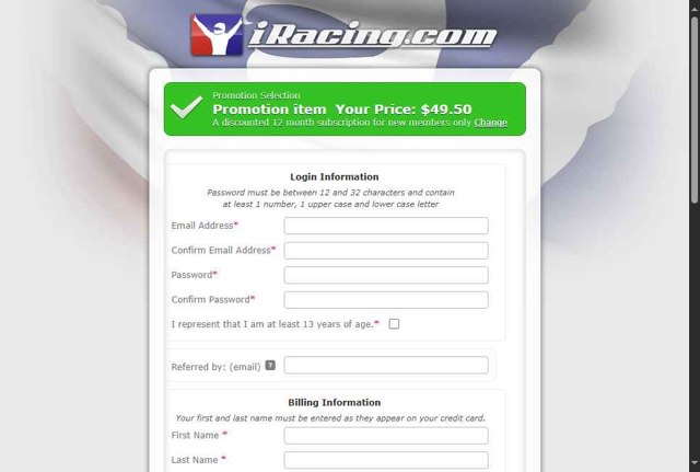Iracing checkout page showing Iracing promo code box | Screenshot taken by SimplyCodes community member on Jul 7, 2025