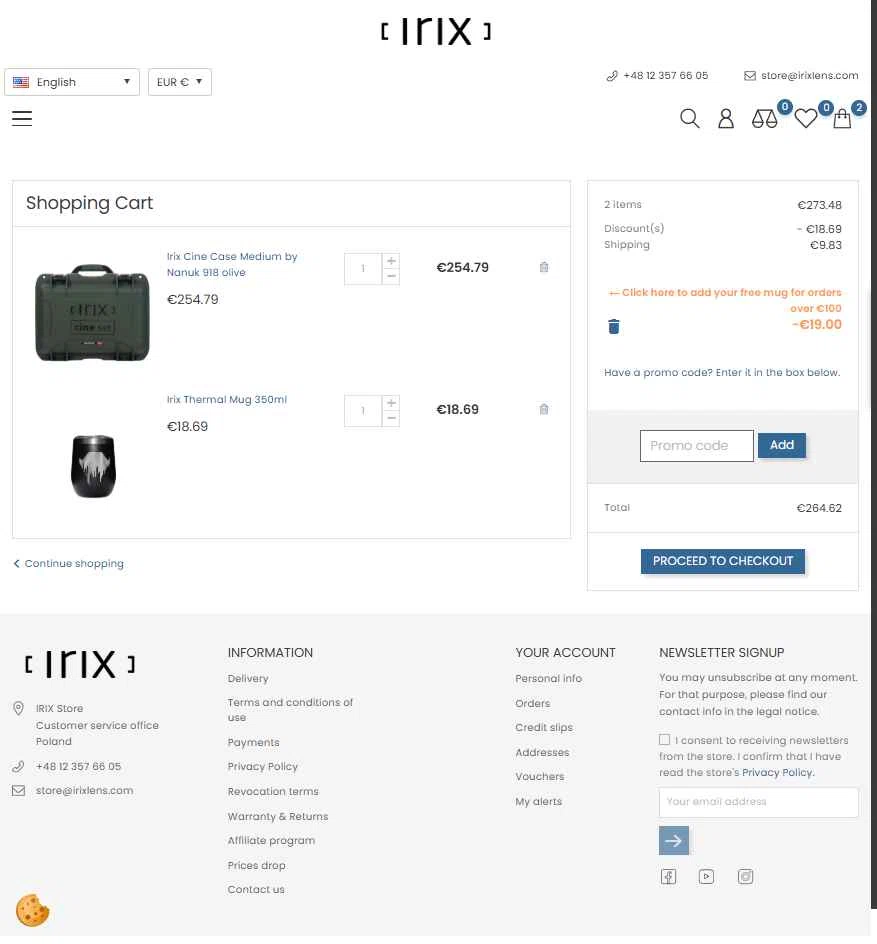 Irix Lens checkout page showing Irix Lens promo code box | Screenshot taken by SimplyCodes community member on Oct 4, 2025