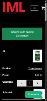 adam15 coupon verification screenshot
