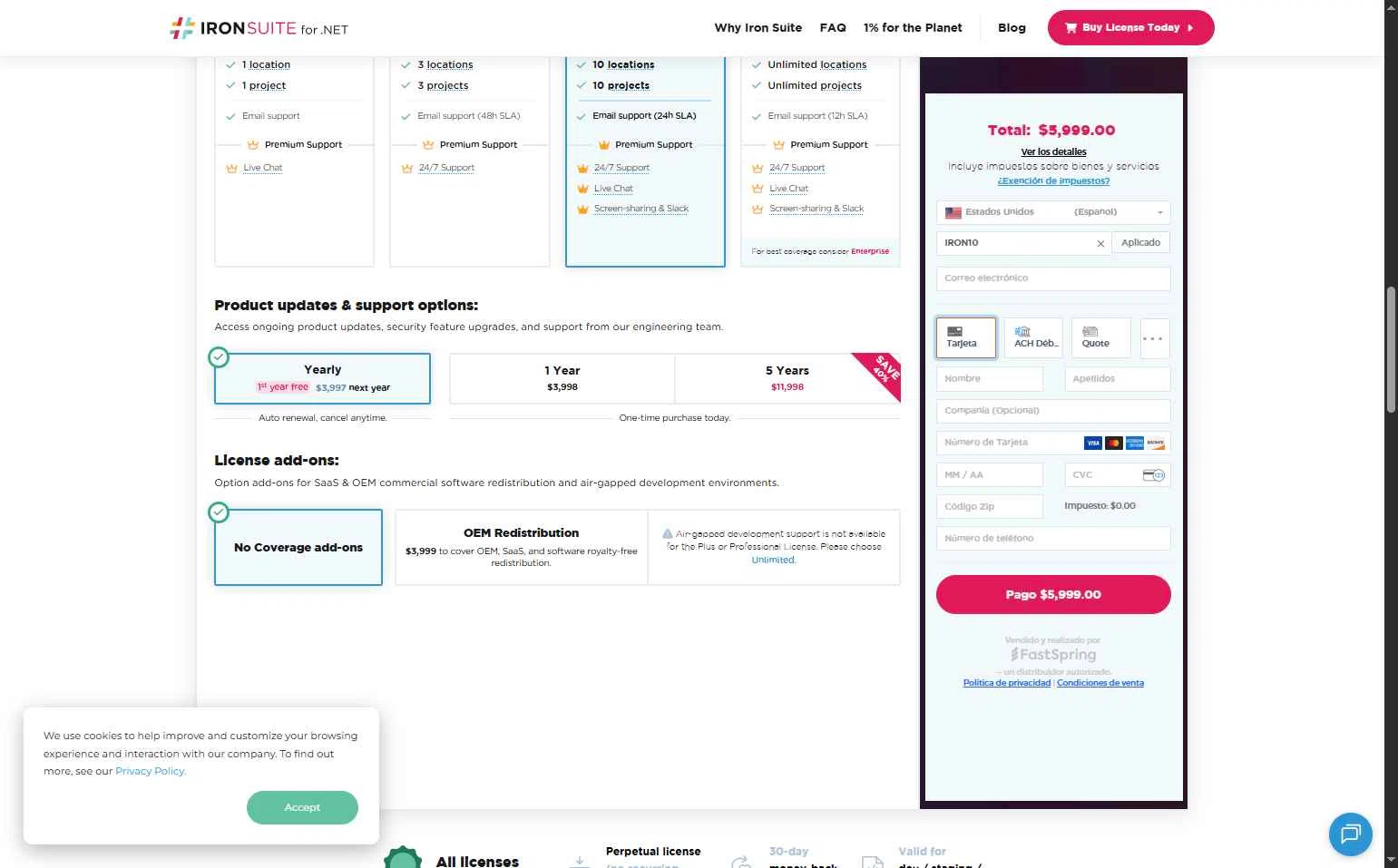 Iron Software checkout page showing Iron Software promo code box | Screenshot taken by SimplyCodes community member on Nov 8, 2025