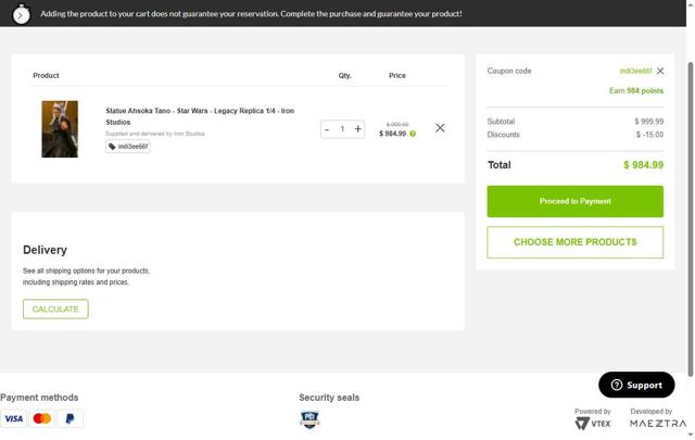 Iron Studios checkout page showing Iron Studios coupon code box | Screenshot taken by SimplyCodes community member on May 20, 2025