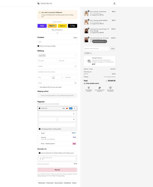 Irresistible Me checkout page showing Irresistible Me discount code box | Screenshot taken by SimplyCodes community member on Sep 11, 2025