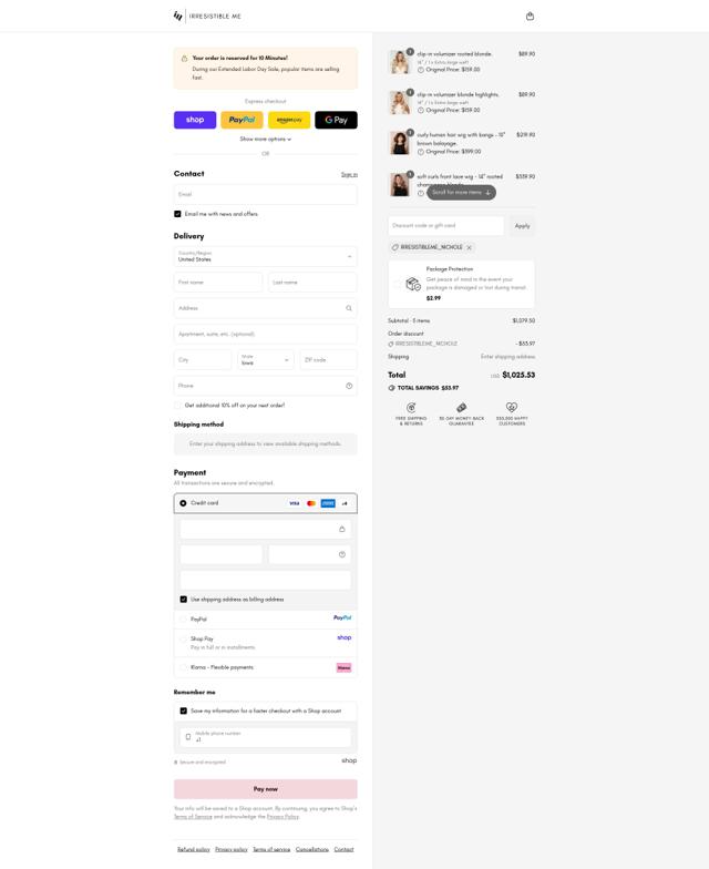 Irresistible Me checkout page showing Irresistible Me discount code box | Screenshot taken by SimplyCodes community member on Sep 11, 2025