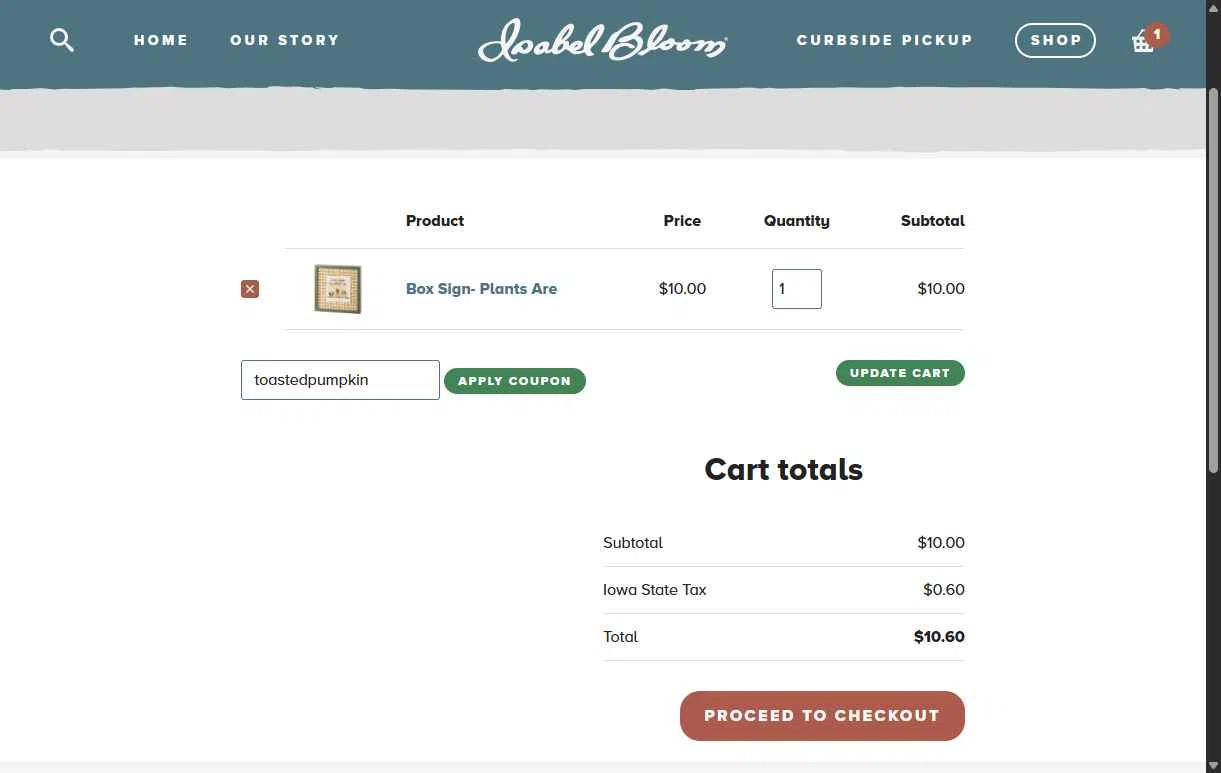Isabel Bloom checkout page showing Isabel Bloom coupon code box | Screenshot taken by SimplyCodes community member on Jun 19, 2025