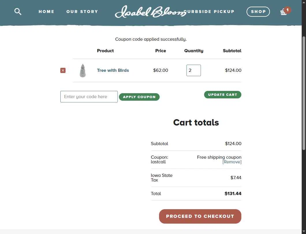 Isabel Bloom checkout page showing Isabel Bloom coupon code box | Screenshot taken by SimplyCodes community member on Dec 10, 2025