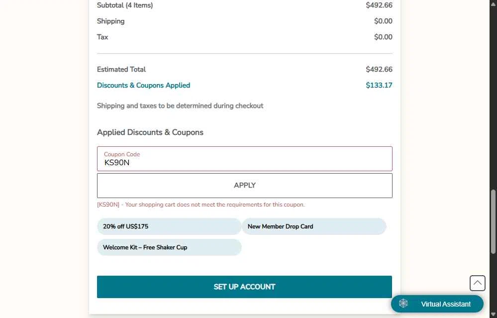 Isagenix checkout page showing Isagenix coupon code box | Screenshot taken by SimplyCodes community member on Oct 7, 2025