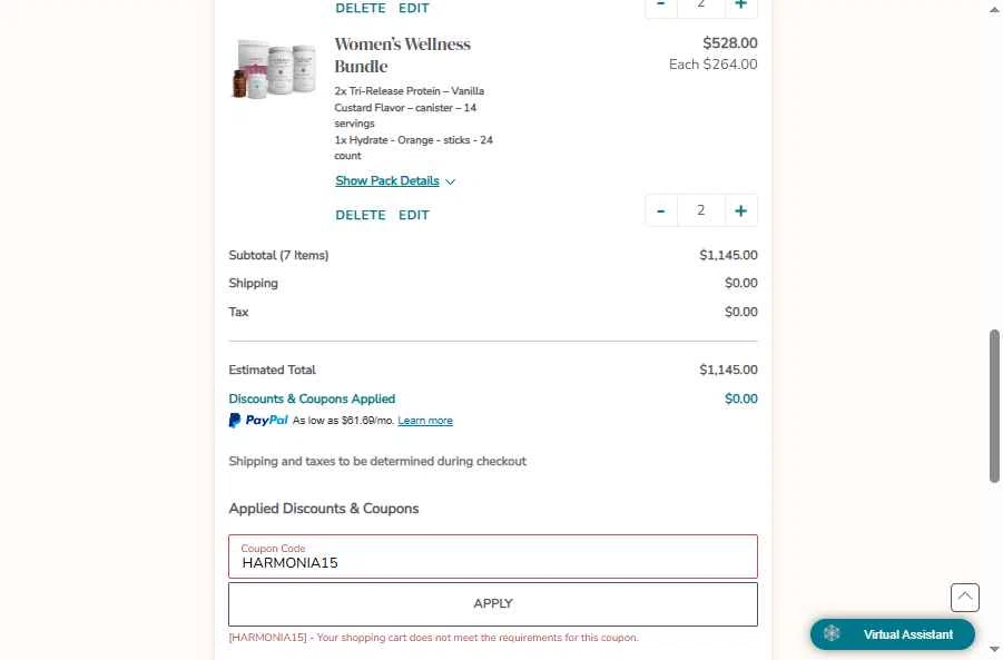 Isagenix checkout page showing Isagenix coupon code box | Screenshot taken by SimplyCodes community member on Oct 2, 2025
