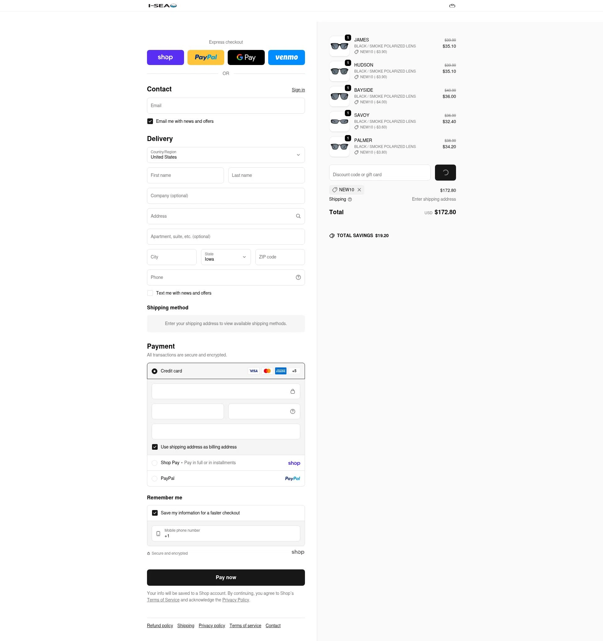 I-SEA checkout page showing I-SEA coupon code box | Screenshot taken by SimplyCodes community member on Jan 28, 2026
