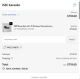 WELCOME50 coupon verification screenshot