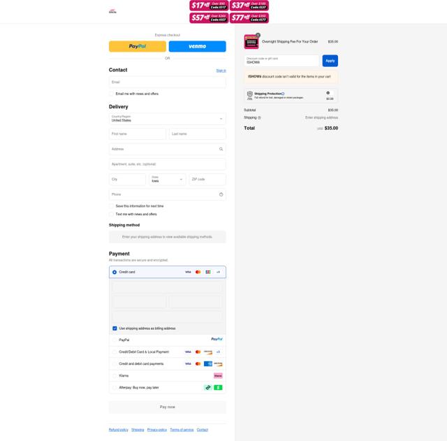 Ishow Hair checkout page showing Ishow Hair coupon code box | Screenshot taken by SimplyCodes community member on Sep 11, 2025