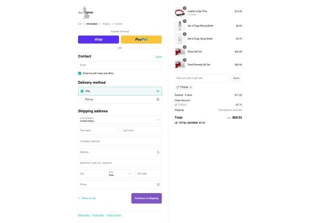 Isle of Dogs checkout page showing Isle of Dogs promo code box | Screenshot taken by SimplyCodes community member on Sep 8, 2025