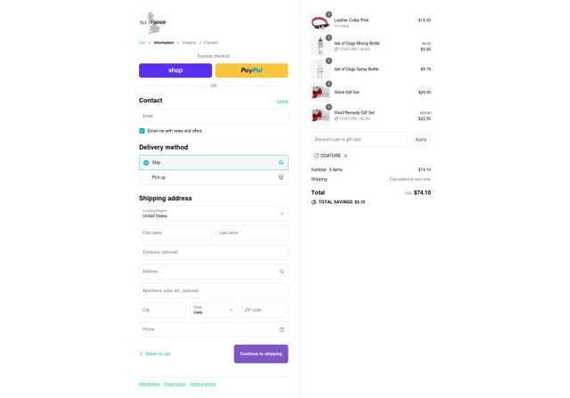 Isle of Dogs checkout page showing Isle of Dogs promo code box | Screenshot taken by SimplyCodes community member on Sep 8, 2025