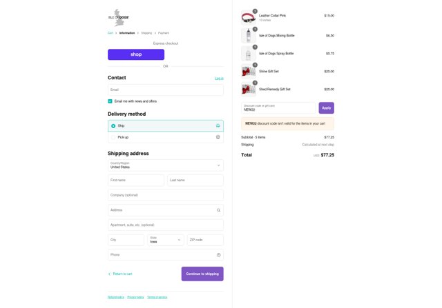 Isle of Dogs checkout page showing Isle of Dogs promo code box | Screenshot taken by SimplyCodes community member on Sep 8, 2025