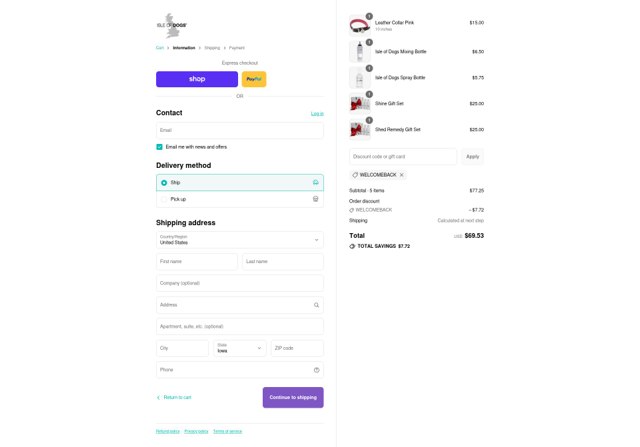 Isle of Dogs checkout page showing Isle of Dogs promo code box | Screenshot taken by SimplyCodes community member on Sep 8, 2025