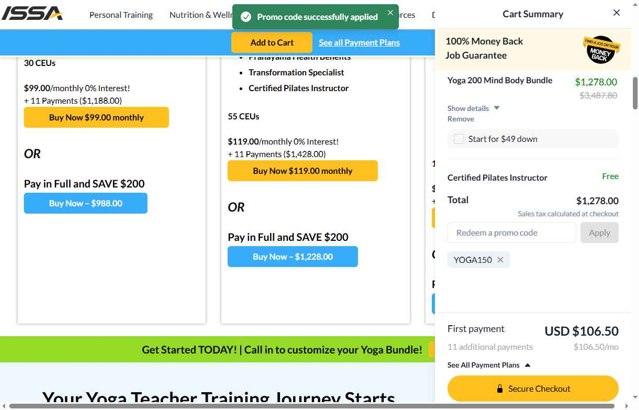 ISSA checkout page showing ISSA promo code box | Screenshot taken by SimplyCodes community member on Aug 22, 2025