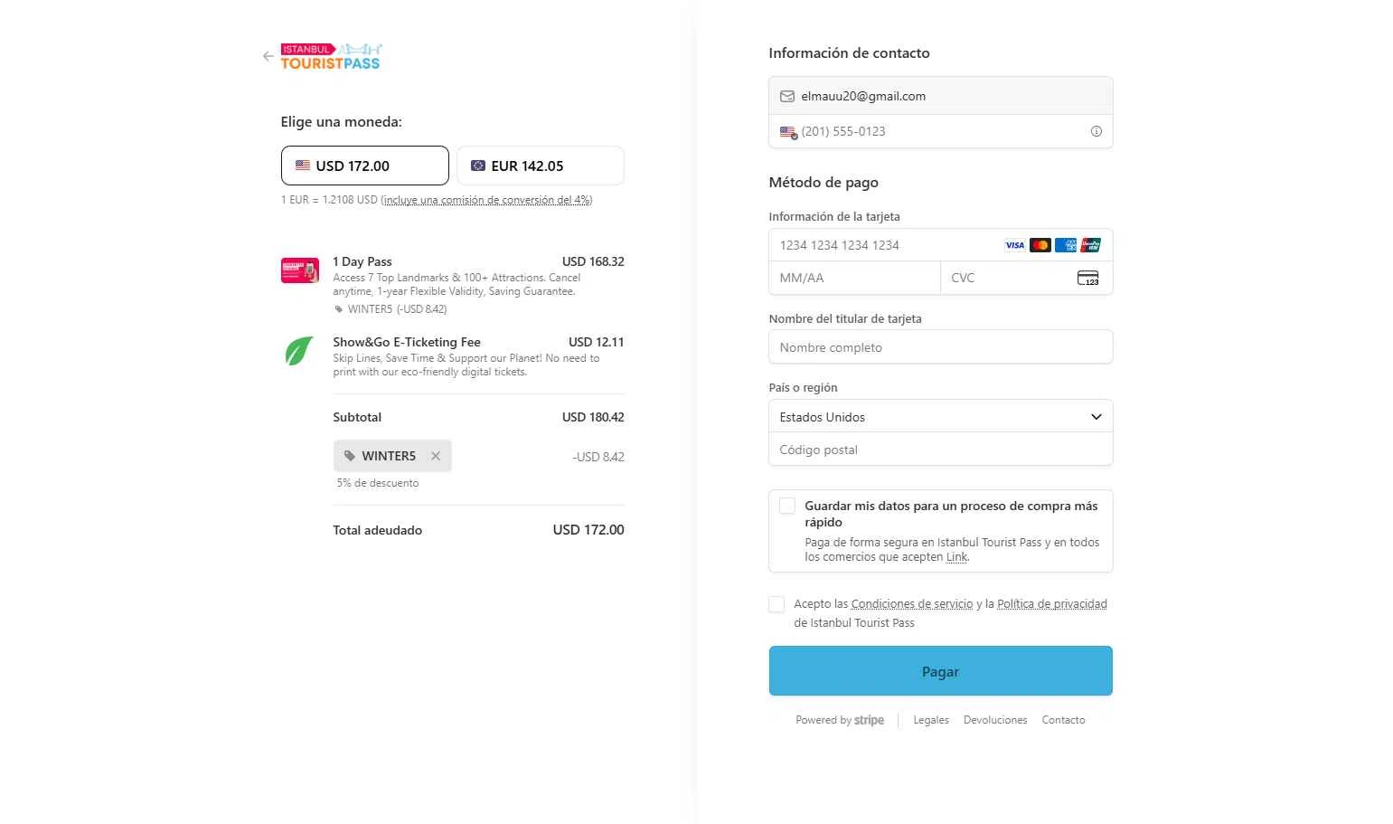 Istanbul Tourist Pass checkout page showing Istanbul Tourist Pass discount code box | Screenshot taken by SimplyCodes community member on Jan 9, 2026