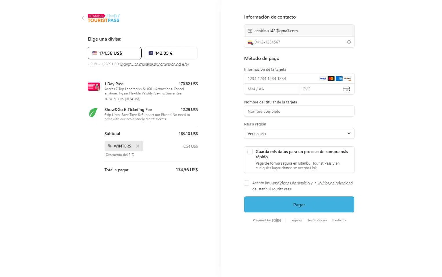 Istanbul Tourist Pass checkout page showing Istanbul Tourist Pass discount code box | Screenshot taken by SimplyCodes community member on Feb 7, 2026