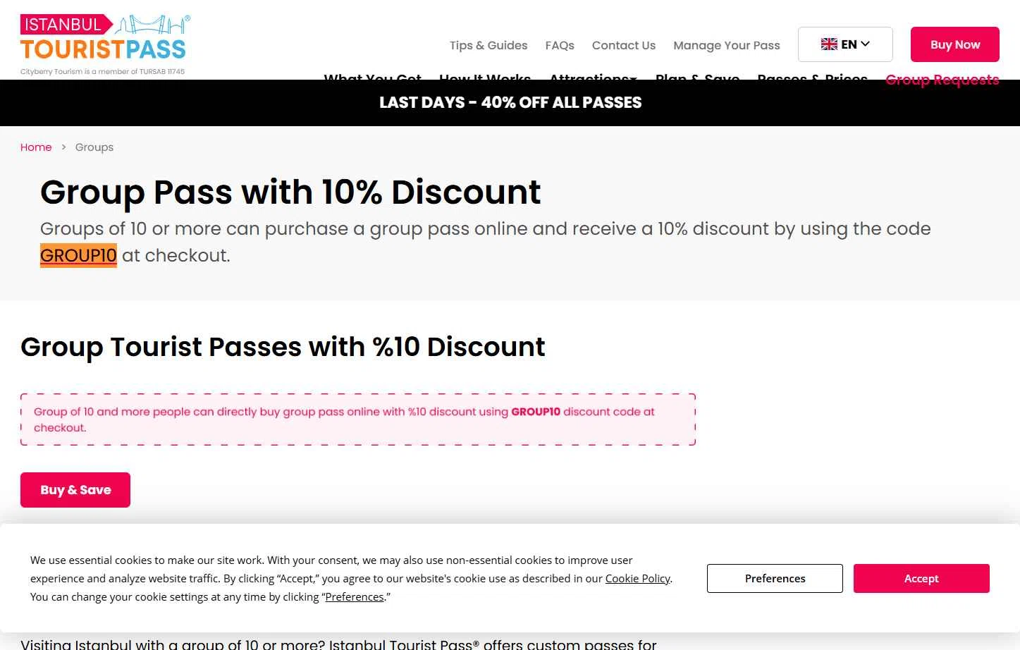 Istanbul Tourist Pass checkout page showing Istanbul Tourist Pass discount code box | Screenshot taken by SimplyCodes community member on Apr 24, 2025