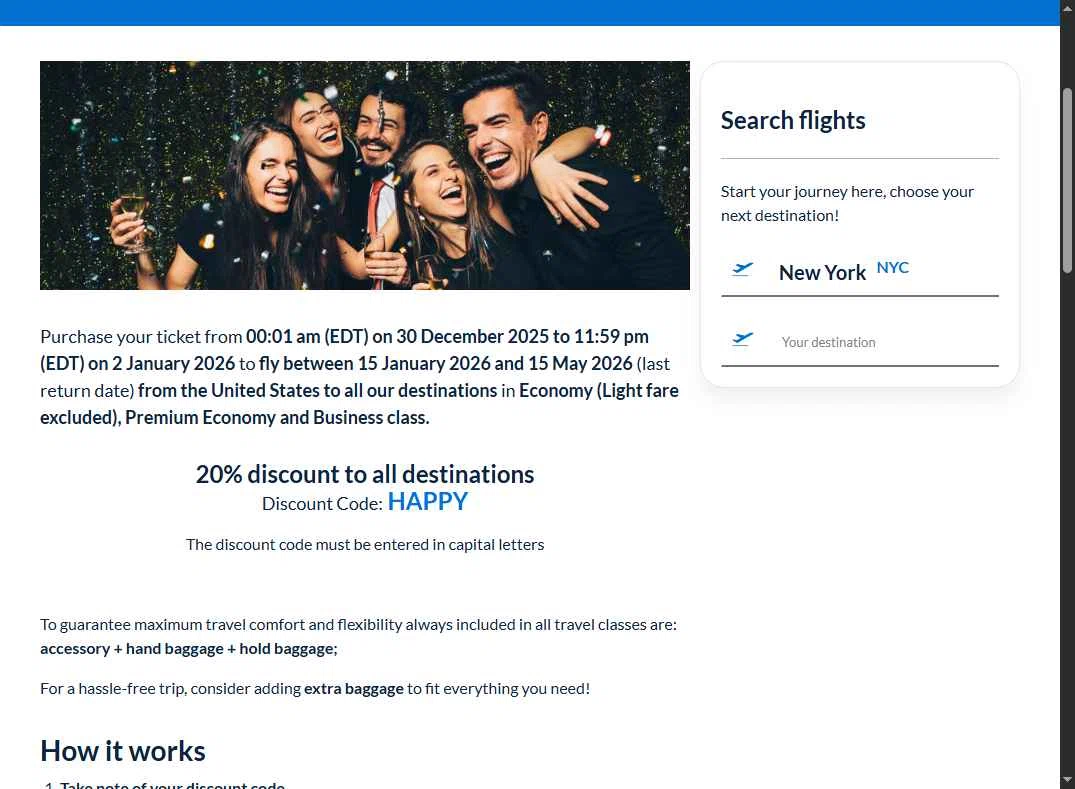ITA Airways US checkout page showing ITA Airways US promo code box | Screenshot taken by SimplyCodes community member on Dec 31, 2025