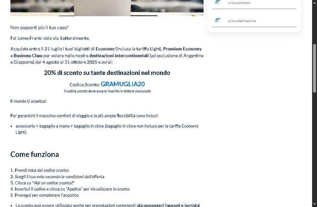 ITA Airways US checkout page showing ITA Airways US promo code box | Screenshot taken by SimplyCodes community member on Aug 31, 2025
