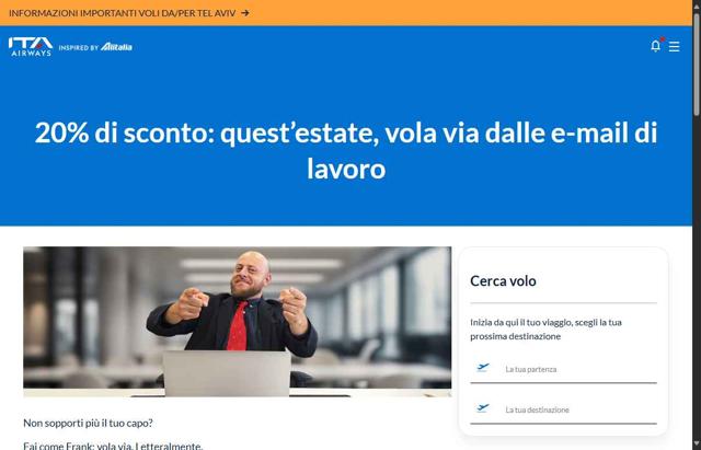 ITA Airways US checkout page showing ITA Airways US promo code box | Screenshot taken by SimplyCodes community member on Aug 24, 2025