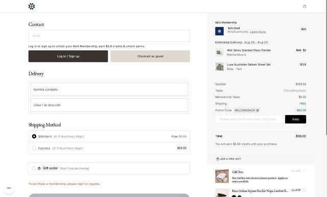 Italic checkout page showing Italic promo code box | Screenshot taken by SimplyCodes community member on Aug 24, 2025