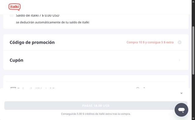 italki checkout page showing italki promo code box | Screenshot taken by SimplyCodes community member on Aug 23, 2025