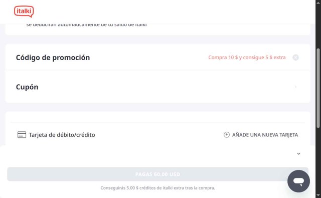 italki checkout page showing italki promo code box | Screenshot taken by SimplyCodes community member on Sep 1, 2025