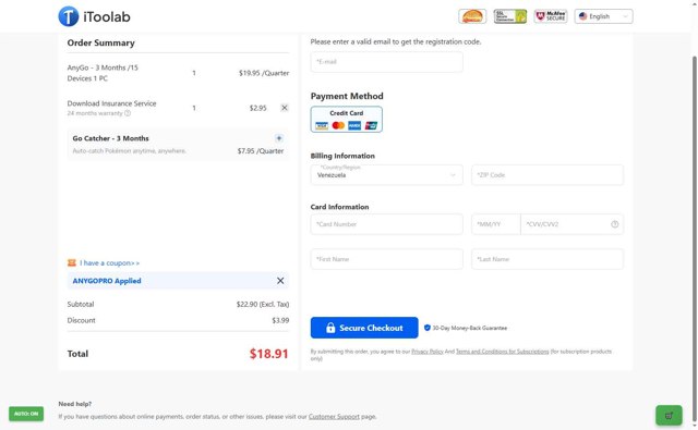 IToolab checkout page showing IToolab coupon code box | Screenshot taken by SimplyCodes community member on Sep 6, 2025