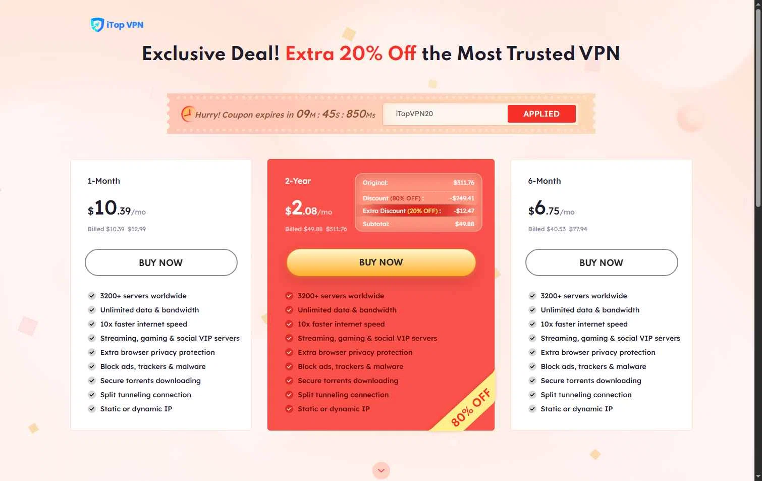 iTop VPN checkout page showing iTop VPN discount code box | Screenshot taken by SimplyCodes community member on Jan 27, 2026
