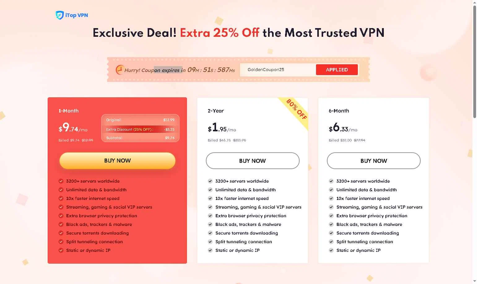 iTop VPN checkout page showing iTop VPN discount code box | Screenshot taken by SimplyCodes community member on Jan 16, 2026