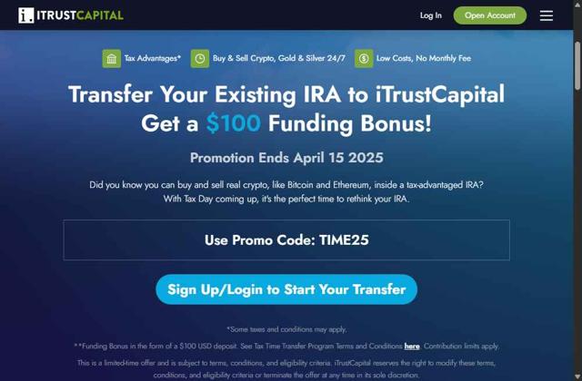 iTrustCapital checkout page showing iTrustCapital promo code box | Screenshot taken by SimplyCodes community member on Jul 25, 2025