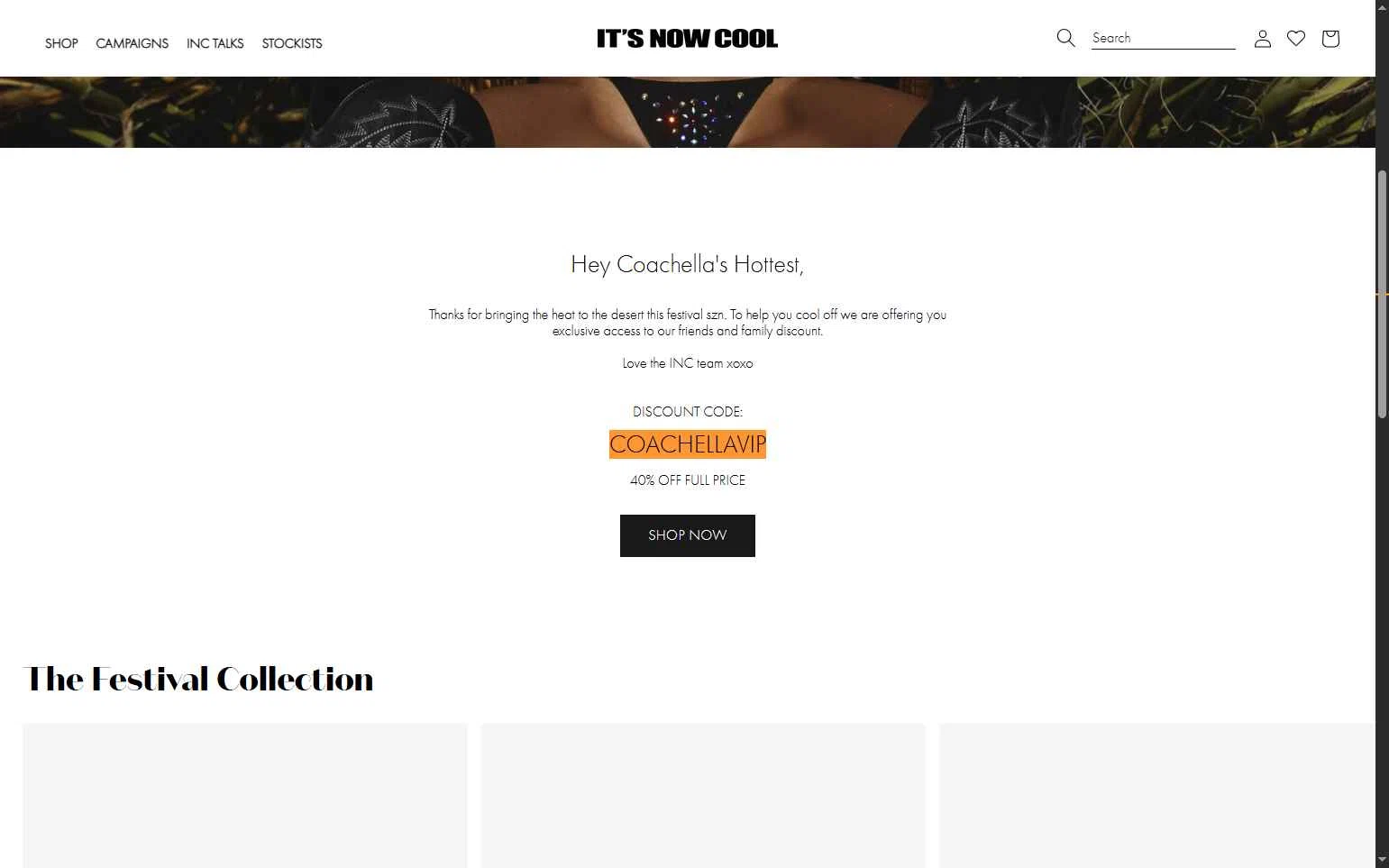 It's Now Cool checkout page showing It's Now Cool discount code box | Screenshot taken by SimplyCodes community member on Sep 2, 2025
