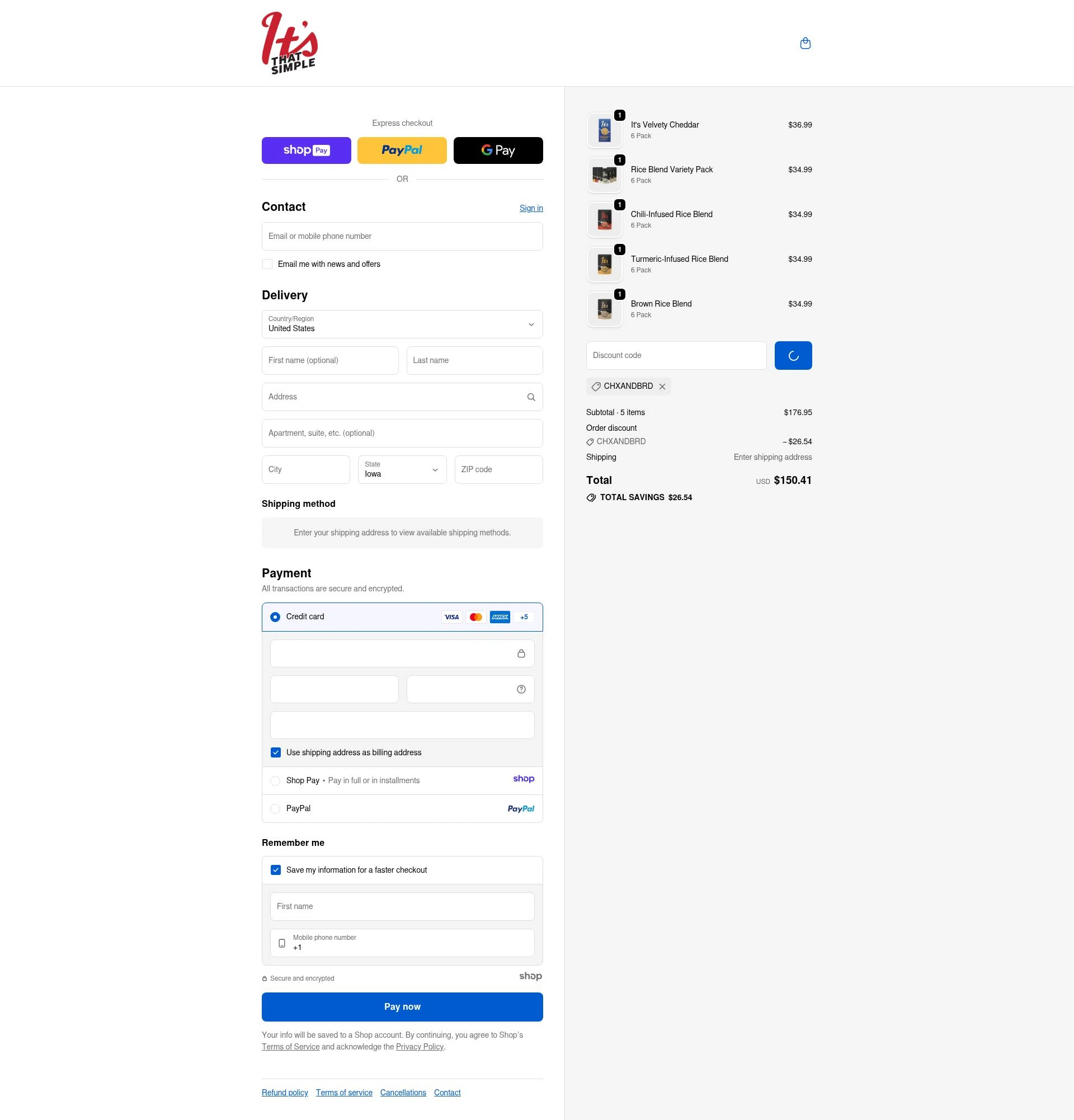 It's Skinny checkout page showing It's Skinny promo code box | Screenshot taken by SimplyCodes community member on Jan 7, 2026