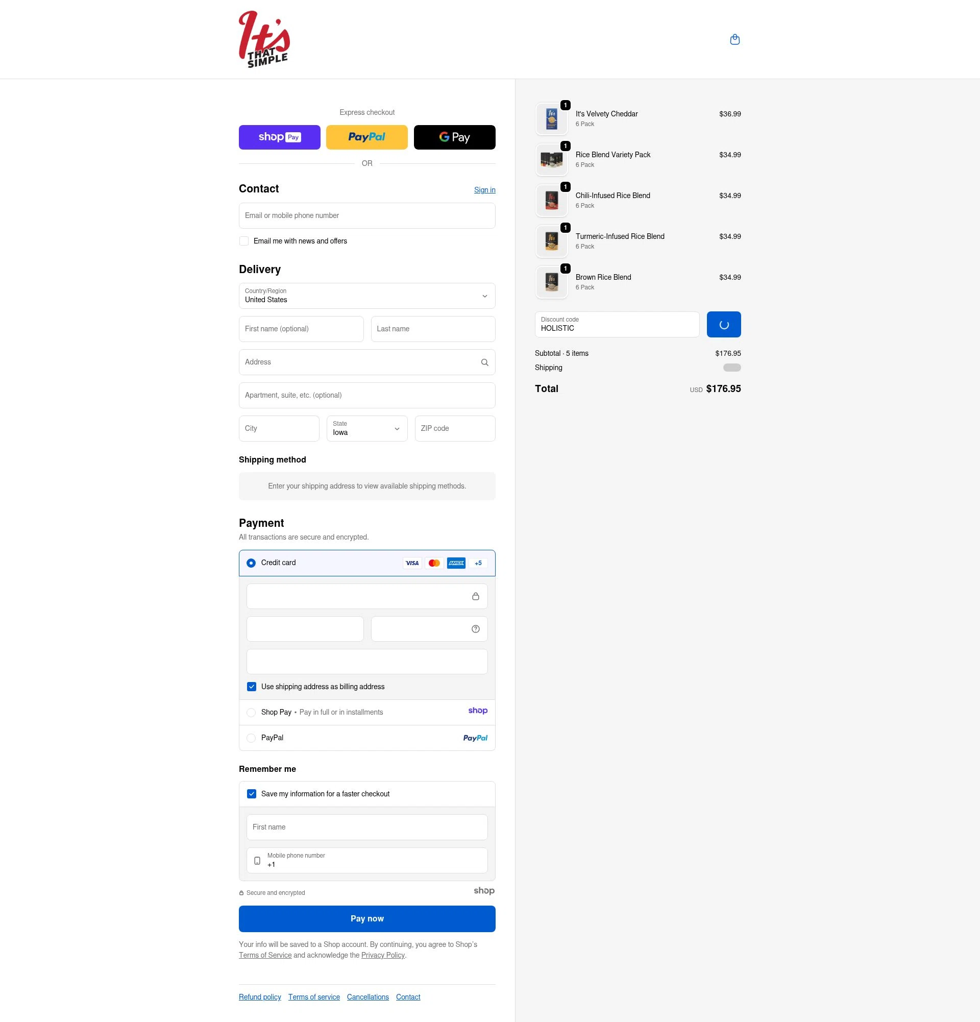 It's Skinny checkout page showing It's Skinny promo code box | Screenshot taken by SimplyCodes community member on Jan 7, 2026