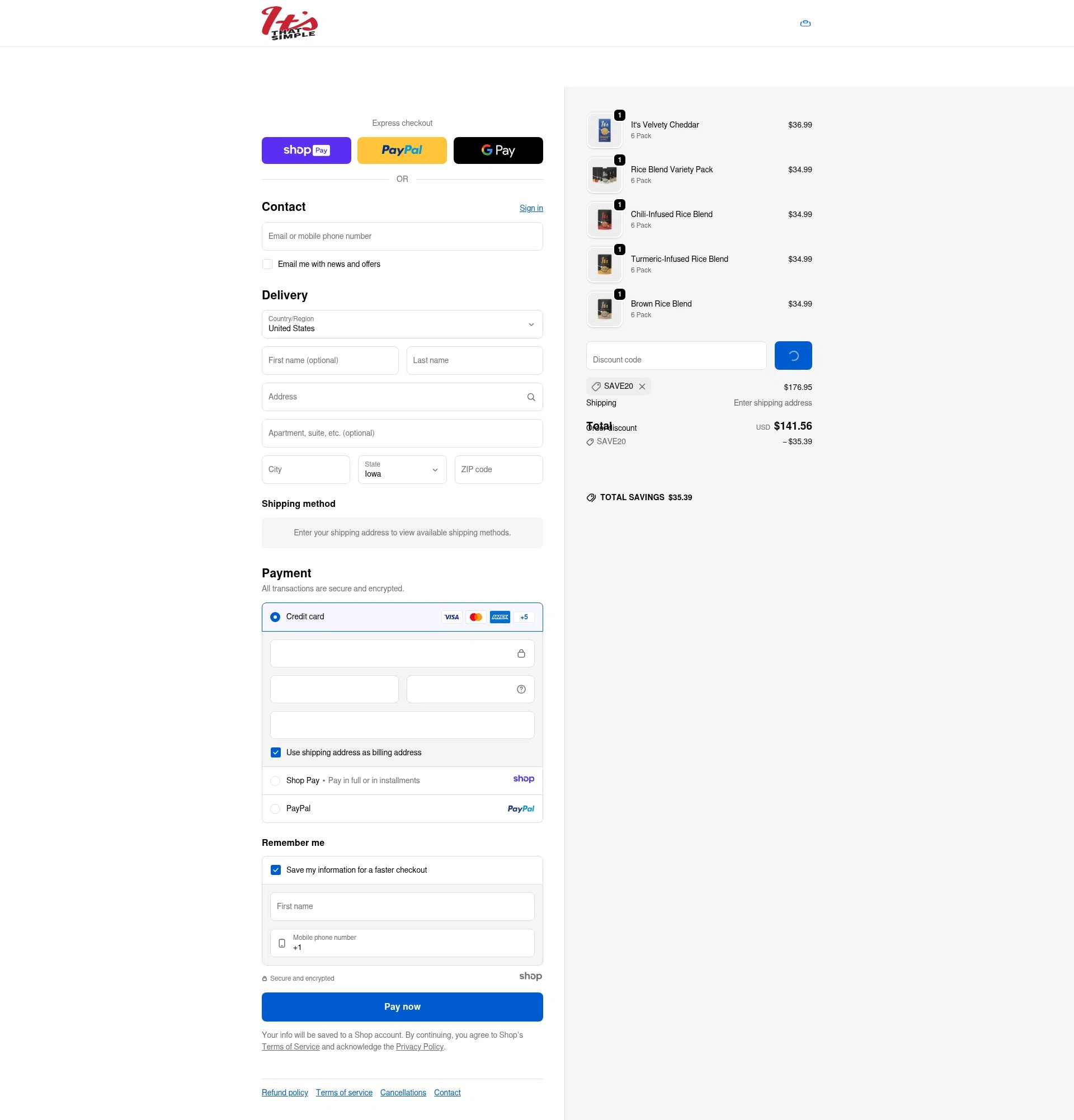It's Skinny checkout page showing It's Skinny promo code box | Screenshot taken by SimplyCodes community member on Jan 7, 2026