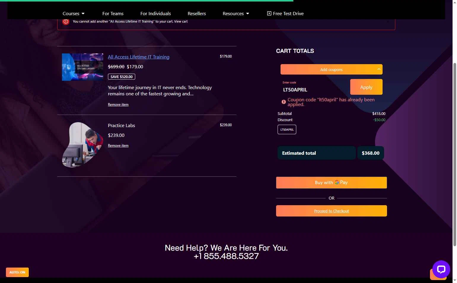 ITU Online checkout page showing ITU Online coupon code box | Screenshot taken by SimplyCodes community member on Sep 20, 2025