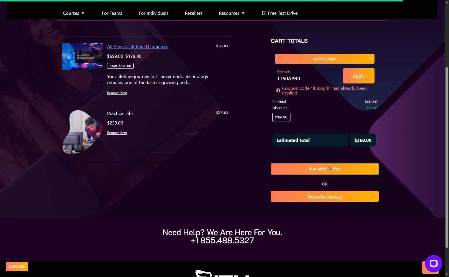 ITU Online checkout page showing ITU Online coupon code box | Screenshot taken by SimplyCodes community member on Sep 20, 2025
